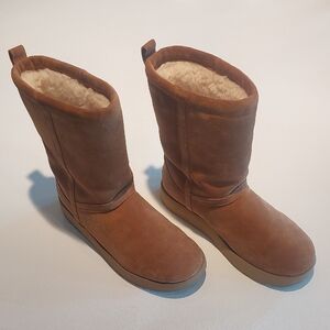 UGG Brown and Cream Shearling Boots